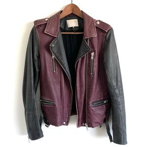 IRO Anabela burgundy leather Moto jacket